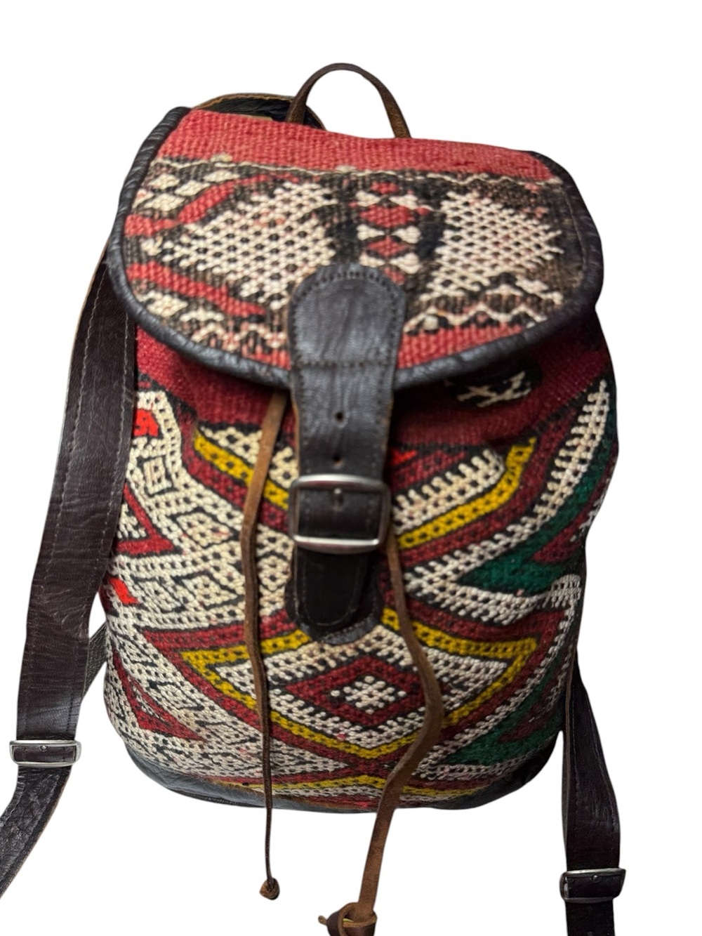 Bohemian Vintage, Leather and Embroidery, Backpack